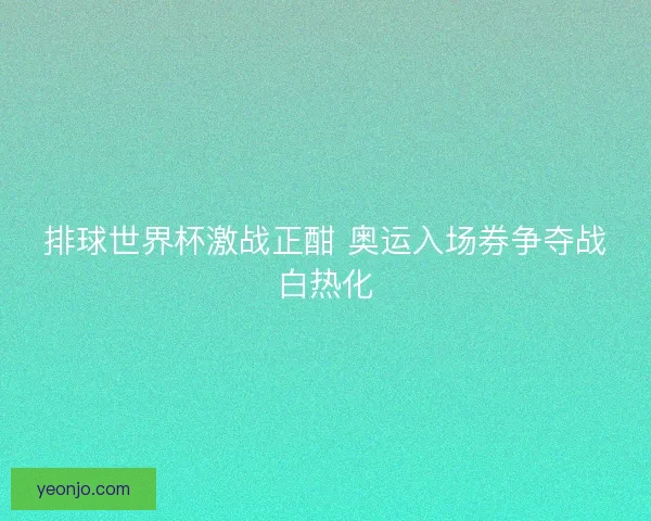 排球世界杯激战正酣 奥运入场券争夺战白热化